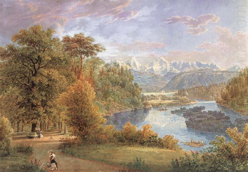 Outlook of the Elfenau on the Aare and the Alps, Gabriel Lory Pere